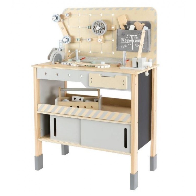 Eli Neli Montessori Ξύλινος Πάγκος Εργασίας Με Εργαλεία + Ζώνη Εργαλείων