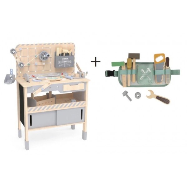 Eli Neli Montessori Ξύλινος Πάγκος Εργασίας Με Εργαλεία + Ζώνη Εργαλείων