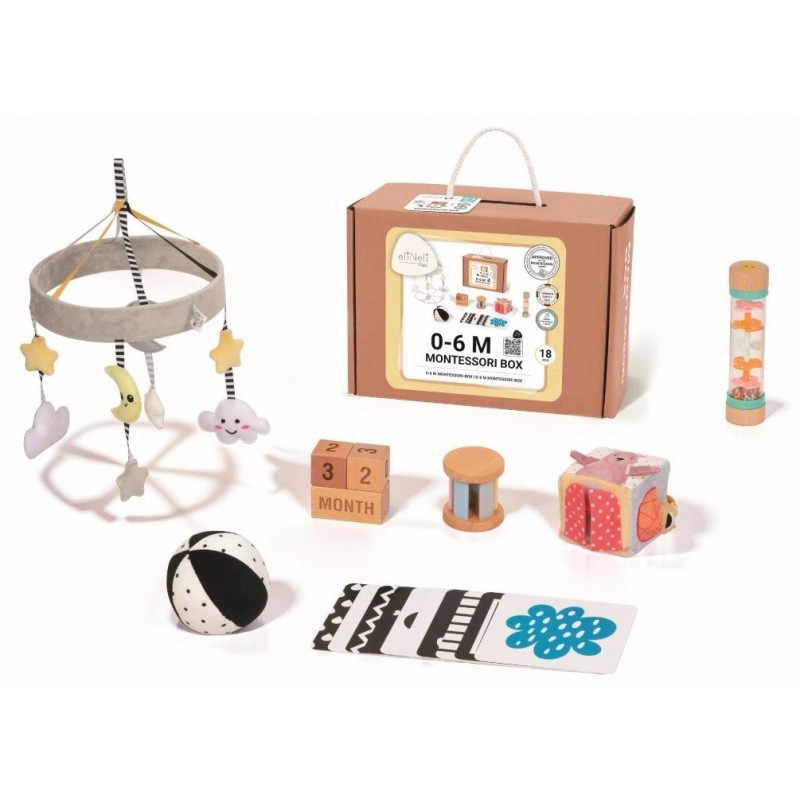 EliNeli Montessori Εκπαιδευτικό Κουτί σετ Παιχνιδιών για Μωρά 0-6 μηνών