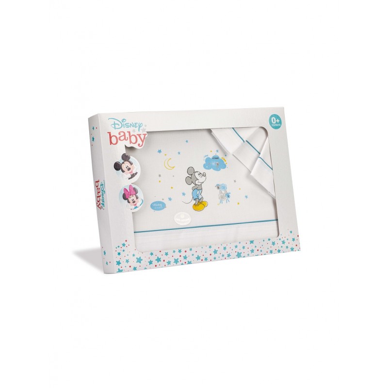 INTERBABY ΣΕΝΤΟΝΙΑ ΣΕΤ 3ΤΕΜ (115Χ175) "MICKEY" WHITE-BLUE MK007-01