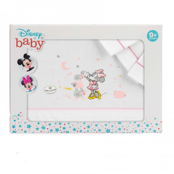 INTERBABY ΣΕΝΤΟΝΙΑ ΣΕΤ 3ΤΕΜ (115Χ175) "MINNIE" WHITE-PINK MN007-02