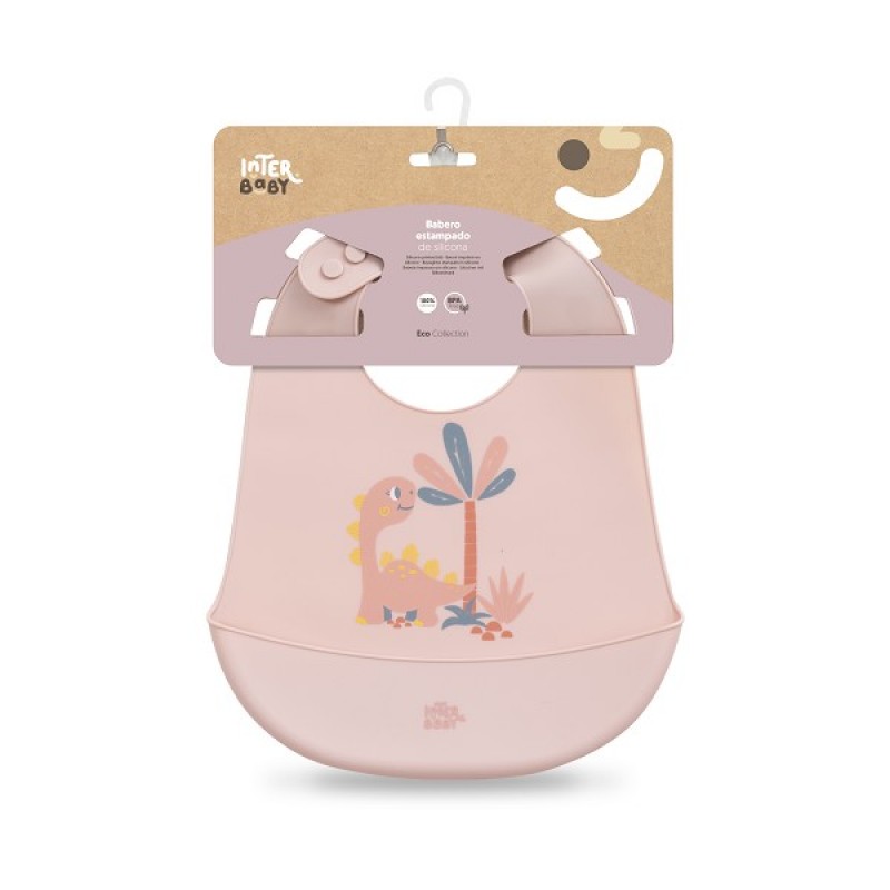 Interbaby Σαλιάρα Σιλικόνης Dino Pink