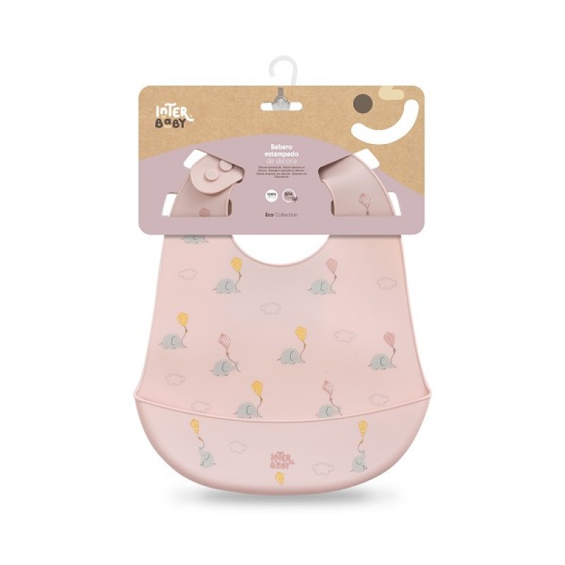 Interbaby Σαλιάρα Σιλικόνης Elefantes Pink