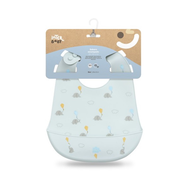 Interbaby Σαλιάρα Σιλικόνης Elefantes Blue