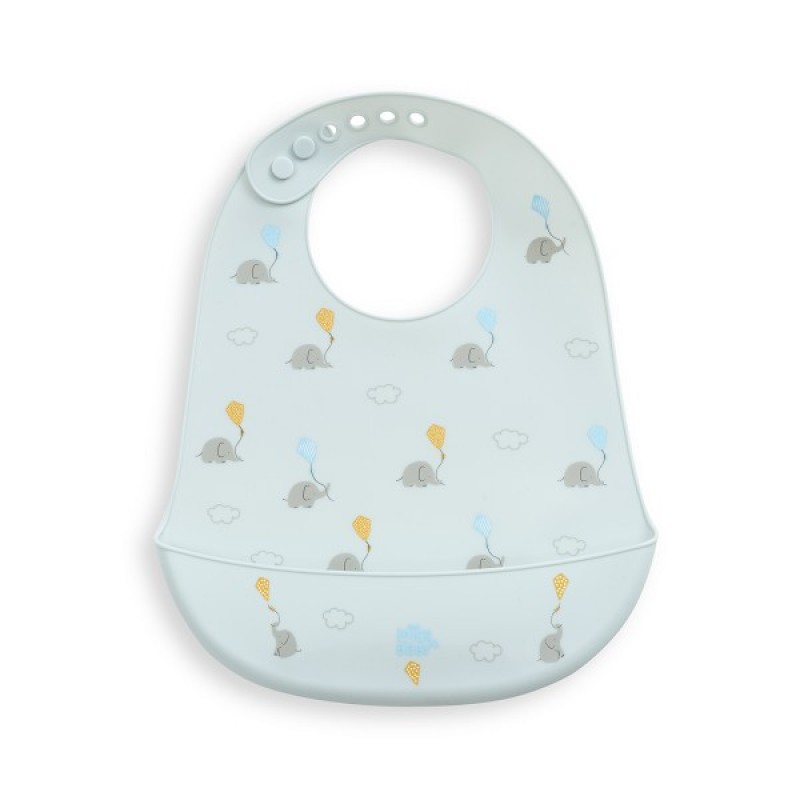 Interbaby Σαλιάρα Σιλικόνης Elefantes Blue