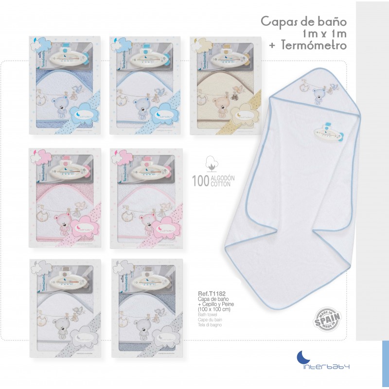 INTERBABY ΜΠΟΥΡΝΟΥΖΙ ΣΕΤ ΘΕΡΜΟΜΕΤΡΟ ''TENDEDERO OSO'' T1182-18 ΛΕΥΚΟ-ΓΚΡΙ