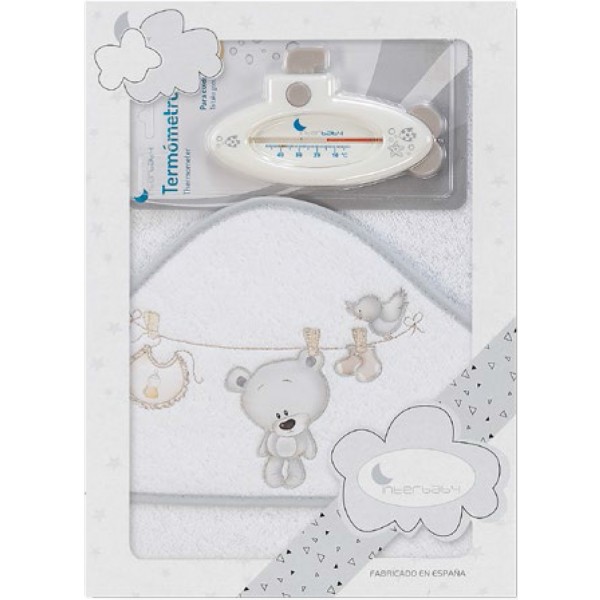 INTERBABY ΜΠΟΥΡΝΟΥΖΙ ΣΕΤ ΘΕΡΜΟΜΕΤΡΟ ''TENDEDERO OSO'' T1182-18 ΛΕΥΚΟ-ΓΚΡΙ