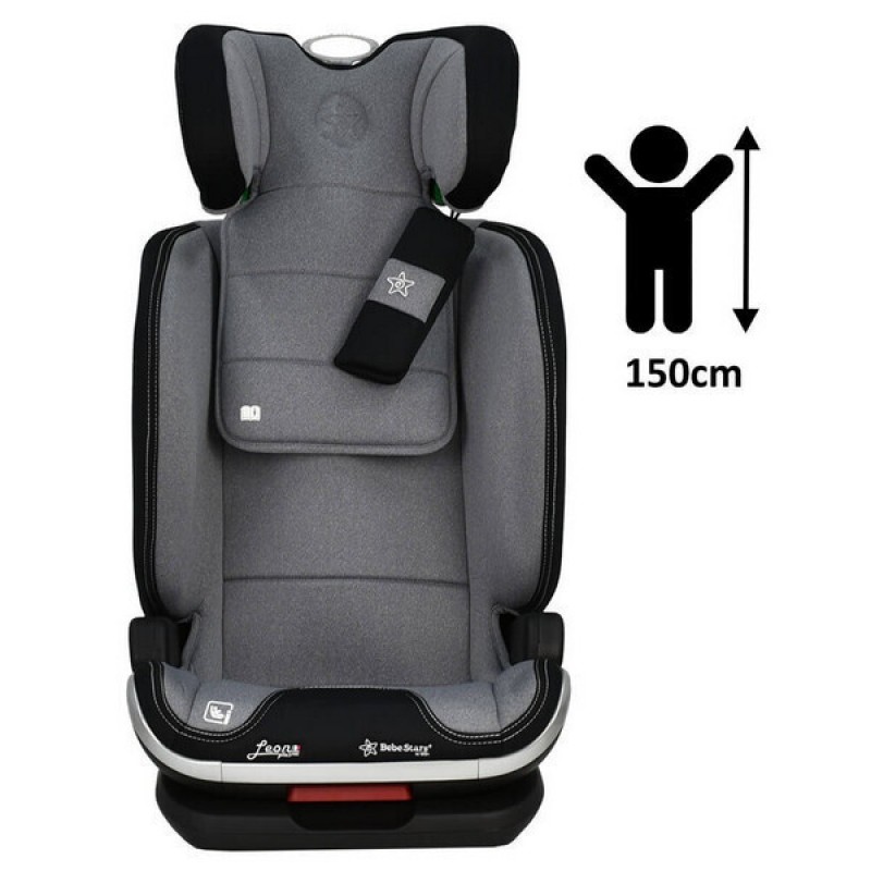 Bebe Stars Καθισματάκι Αυτοκινήτου Leon Plus i-Size 100-150cm με Isofix Grey