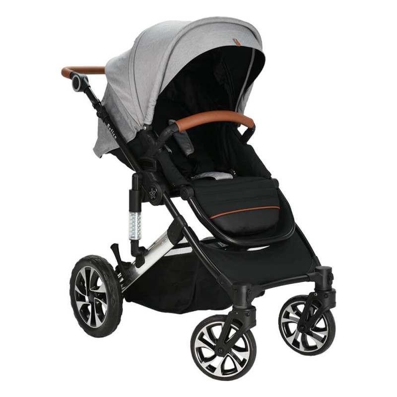 BebeStars Πολυκαρότσι Belize 3 in 1 Moon grey με κάθισμα αυτοκινήτου 
