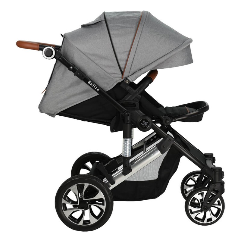BebeStars Πολυκαρότσι Belize 3 in 1 Moon grey με κάθισμα αυτοκινήτου 