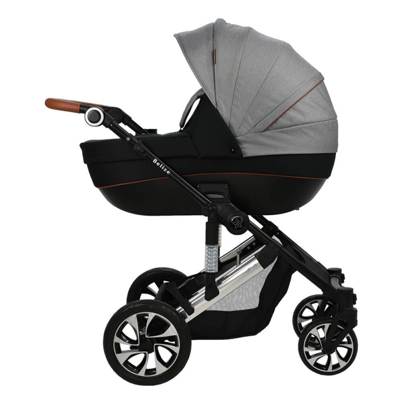 BebeStars Πολυκαρότσι Belize 3 in 1 Moon grey με κάθισμα αυτοκινήτου 
