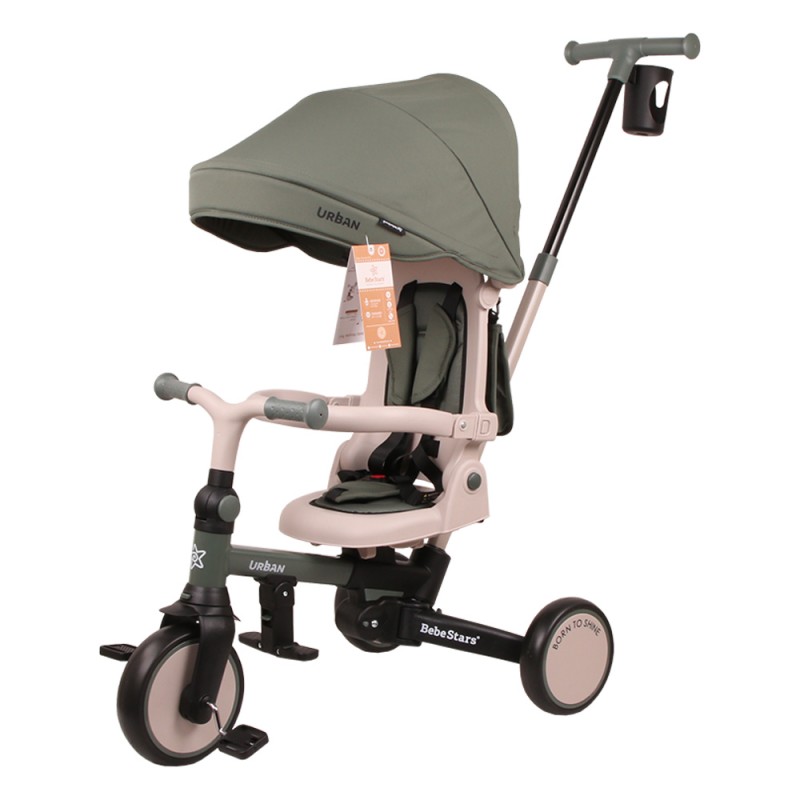 Bebe Stars Urban Τρίκυκλο Ποδήλατο 7-Σε-1 Για 12-72 Μηνών Chaki