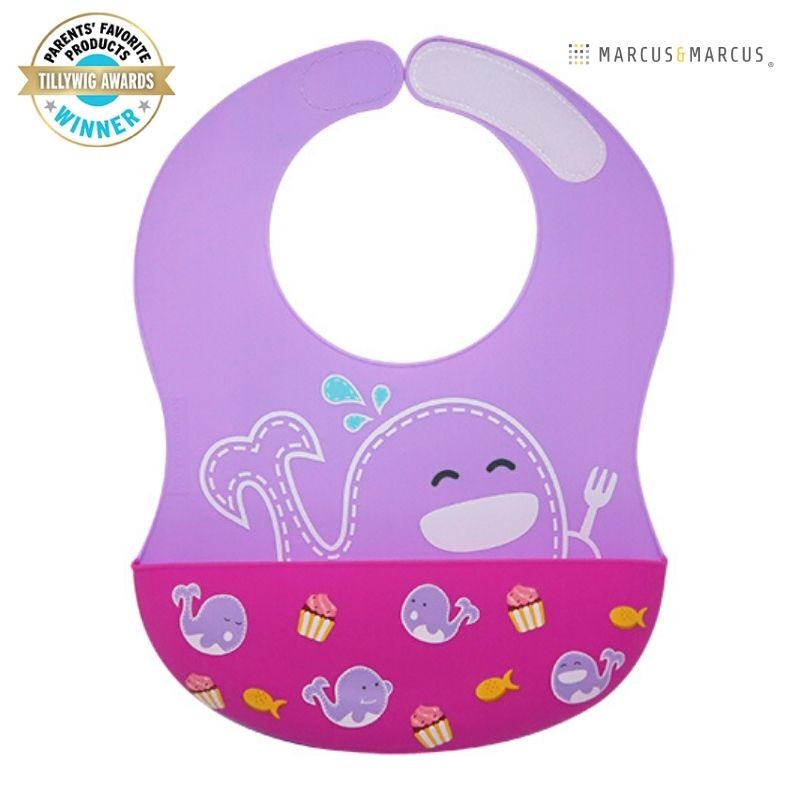 6m+ Σαλιάρα Σιλικόνης Wide με Velcro Λαιμού & Χούφτα Willo Marcus & Marcus