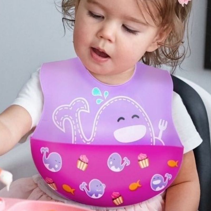 6m+ Σαλιάρα Σιλικόνης Wide με Velcro Λαιμού & Χούφτα Willo Marcus & Marcus