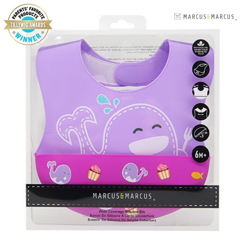 6m+ Σαλιάρα Σιλικόνης Wide με Velcro Λαιμού & Χούφτα Willo Marcus & Marcus