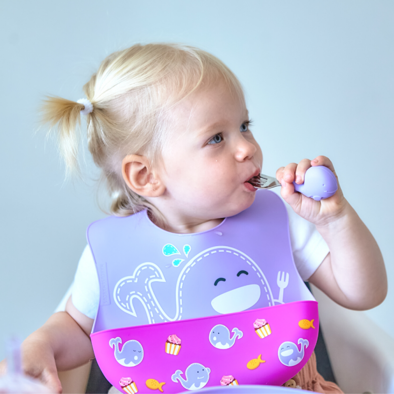 6m+ Σαλιάρα Σιλικόνης Wide με Velcro Λαιμού & Χούφτα Willo Marcus & Marcus