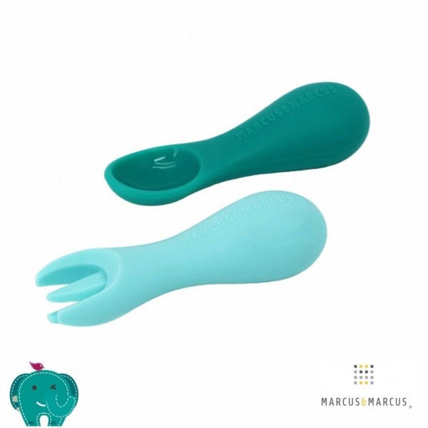 12m+ Πιρούνι Κουτάλι Σιλικόνης Μικρά Εκπαιδευτικά Τιρκουάζ-πράσινο Palm Grasp marcus