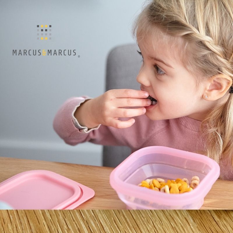 6m+ Μπολ Σιλικόνης Πτυσσόμενο με καπάκι Ροζ Marcus & Marcus