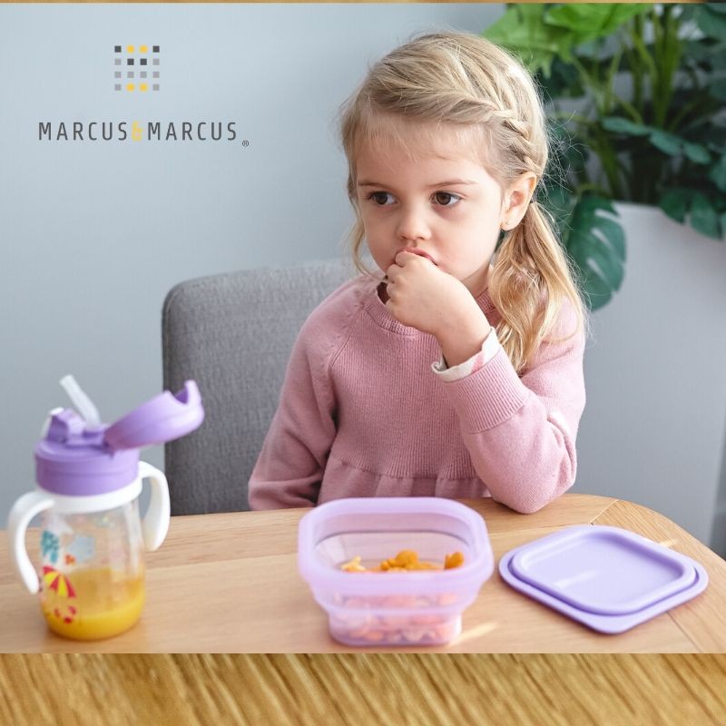 6m+ Μπολ Σιλικόνης Πτυσσόμενο με καπάκι Ροζ Marcus & Marcus