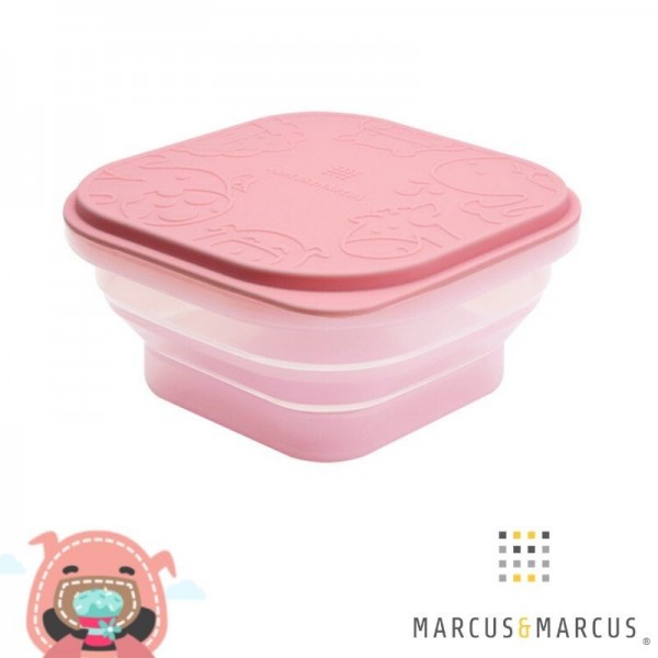 6m+ Μπολ Σιλικόνης Πτυσσόμενο με καπάκι Ροζ Marcus & Marcus