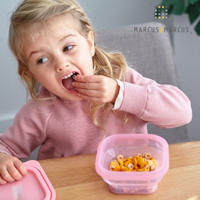 6m+ Μπολ Σιλικόνης Πτυσσόμενο με καπάκι Ροζ Marcus & Marcus