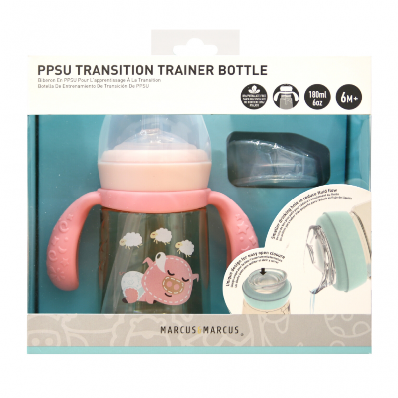 6m+ Μπουκάλι PPSU Stage 2 & 3 μετάβασης σε 12m+ Τριπλό σύστημα εκπαίδευσης Ροζ marcus