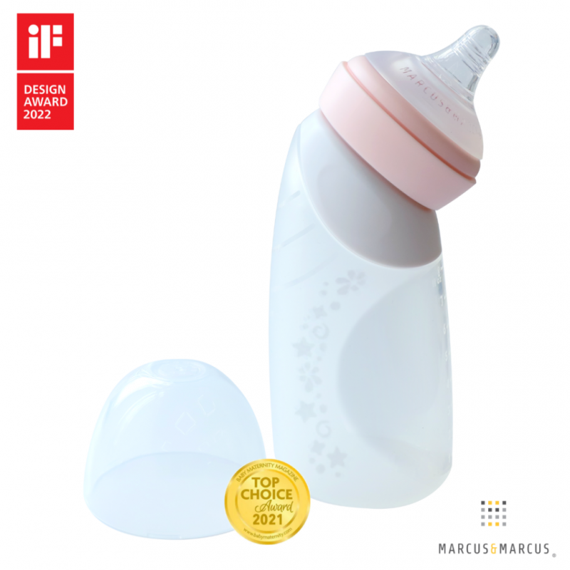 X-SOFT Silicon Μπιμπερό 240ml & φύλαξης μητρικού Γάλακτος 2 σε 1 Peach Marcus