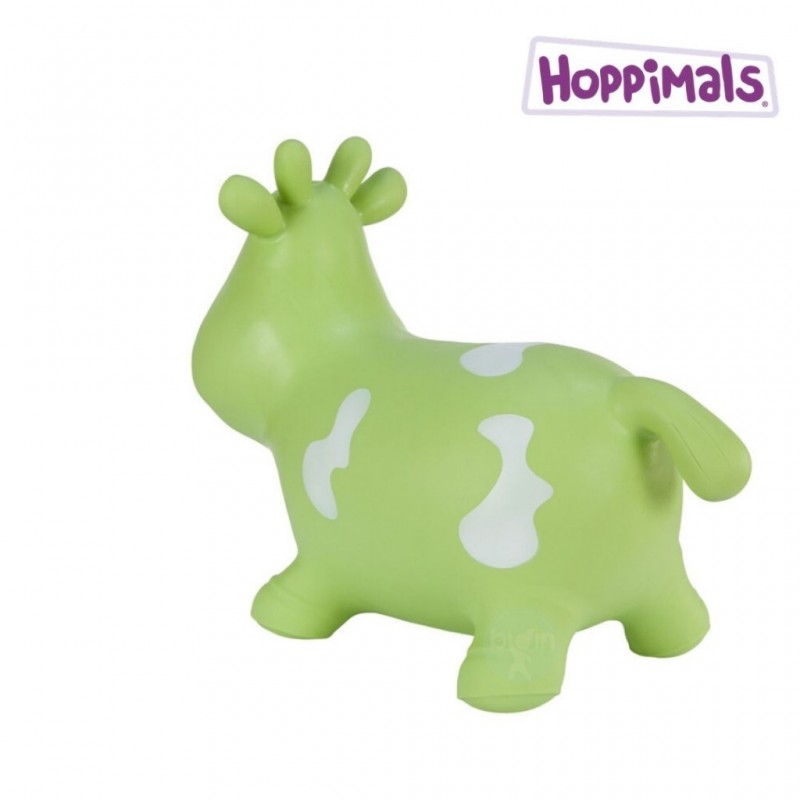 Hoppimals Φουσκωτό Αγελάδα Χοπ Χοπ, ζωγραφισμένο στο χέρι  Πράσινη