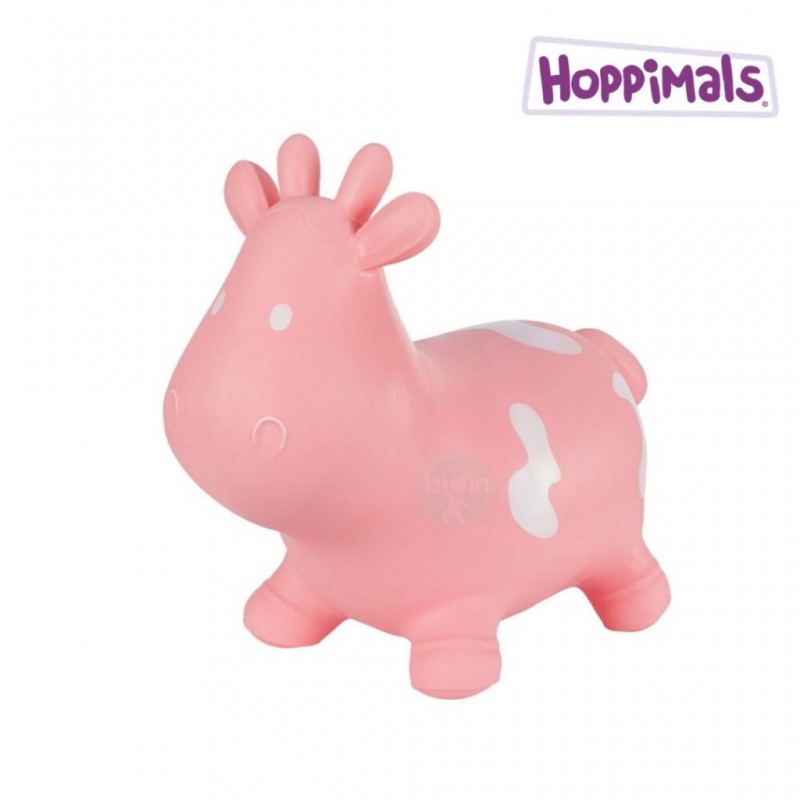 Hoppimals Φουσκωτό Αγελάδα Χοπ Χοπ, ζωγραφισμένο στο χέρι  ροζ