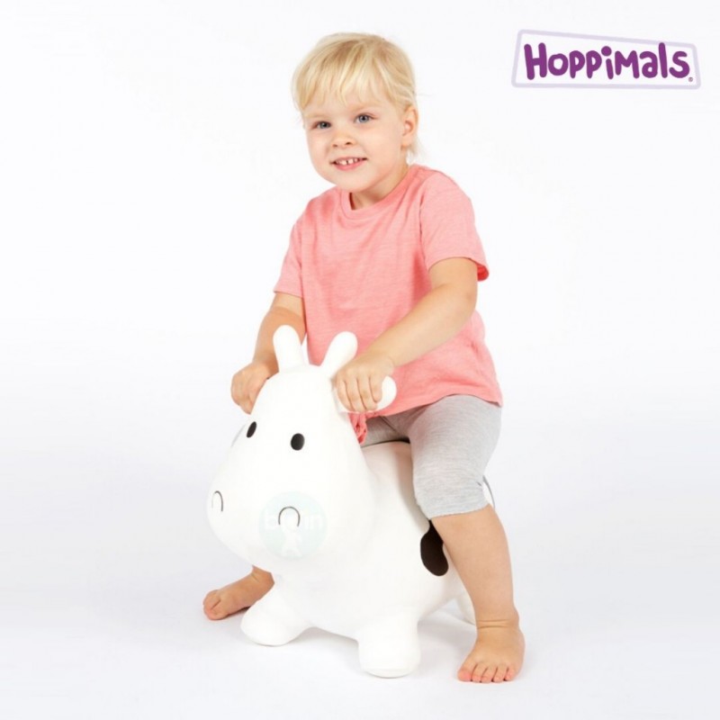 Hoppimals Φουσκωτό Αγελάδα Χοπ Χοπ, ζωγραφισμένο στο χέρι Άσπρη