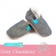 12-18m Βρεφικά Παvτοφλάκια Χειροποίητα Grey Chambray  No 20 titot