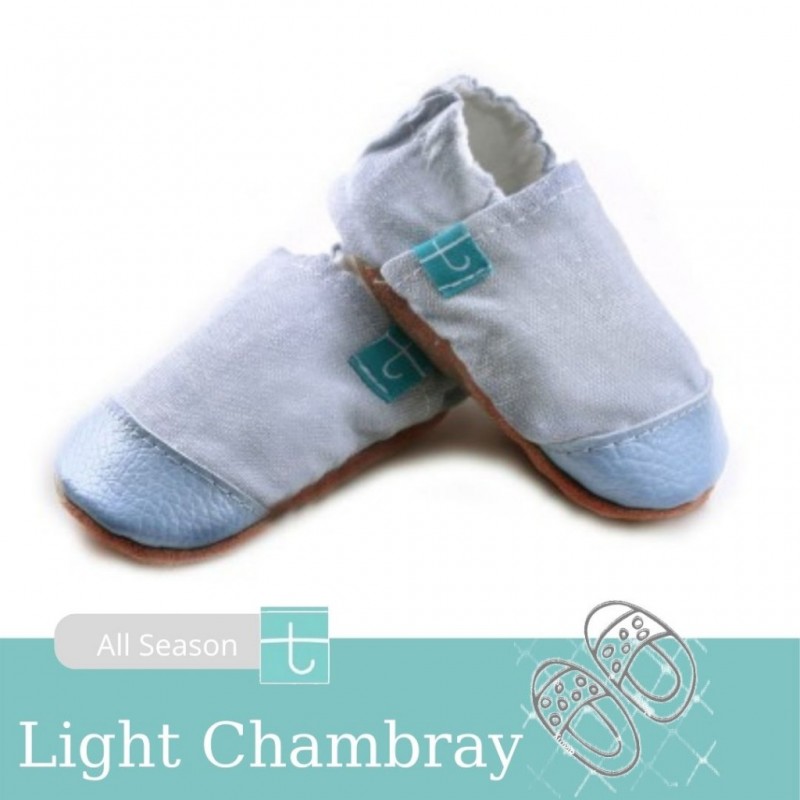 12-18m Βρεφικά Παντοφλάκια Χειροποίητα Light Chambray No 20 titot