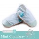 12-18m Βρεφικά Παvτοφλάκια Χειροποίητα Mint Chambray Linen No 20 Toes titot