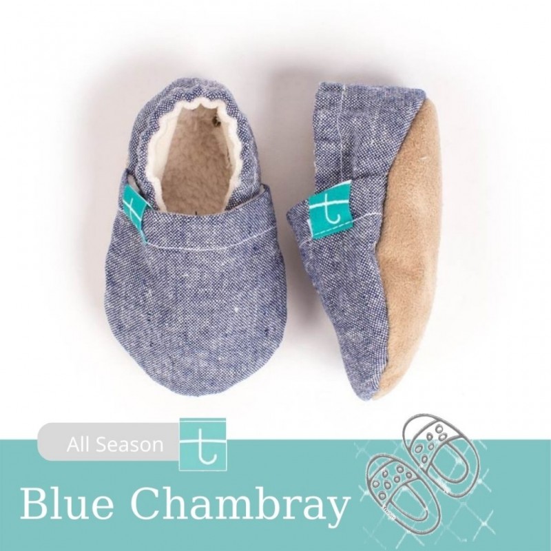18-24m Παιδικά Παvτοφλάκια Χειροποίητα Blue Sea Chambray No 22 Titot