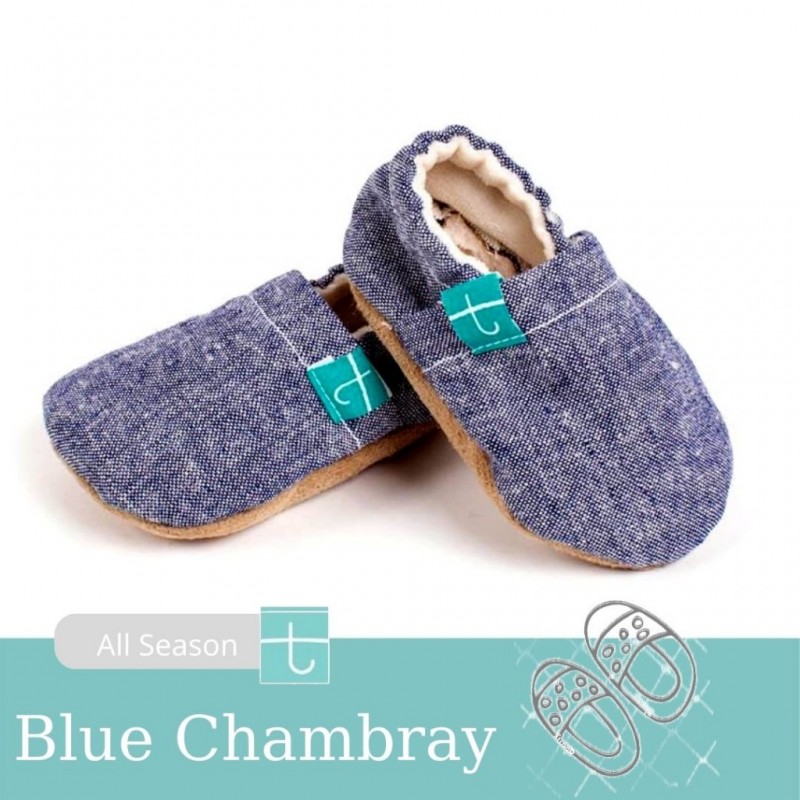 18-24m Παιδικά Παvτοφλάκια Χειροποίητα Blue Sea Chambray No 22 Titot
