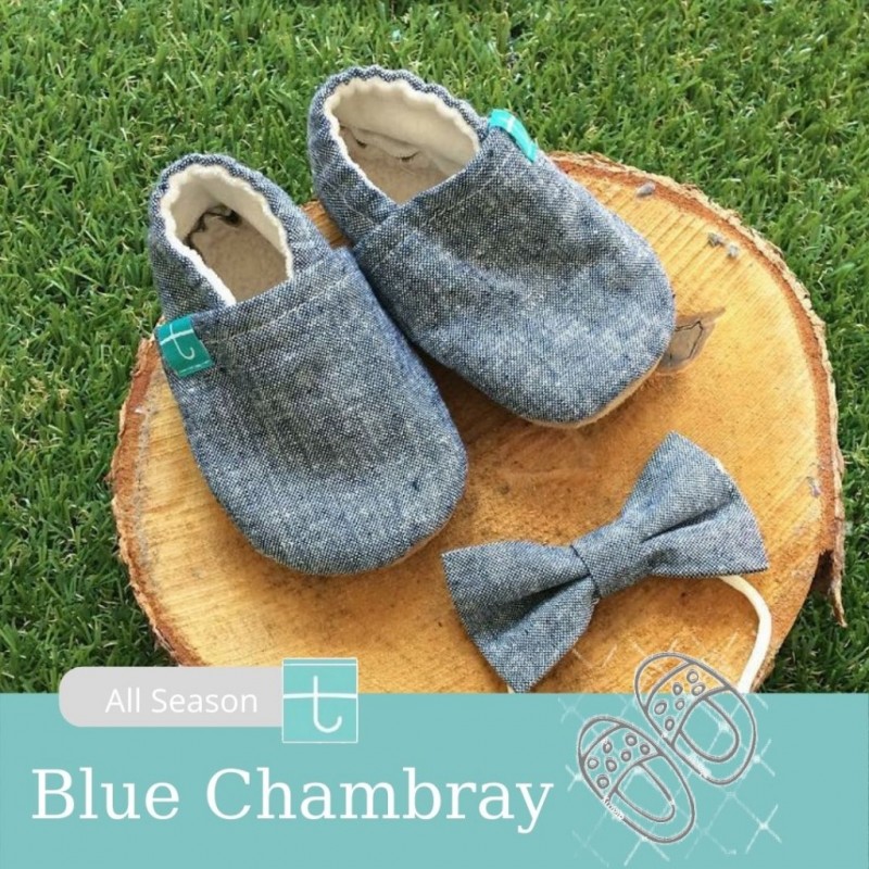 18-24m Παιδικά Παvτοφλάκια Χειροποίητα Blue Sea Chambray No 22 Titot