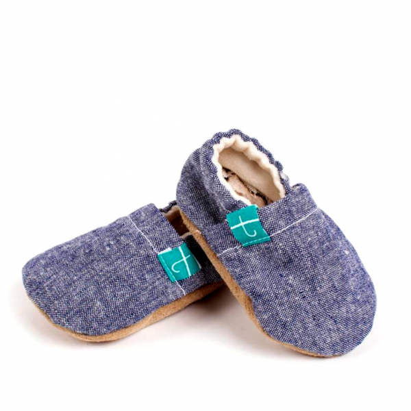 18-24m Παιδικά Παvτοφλάκια Χειροποίητα Blue Sea Chambray No 22 Titot