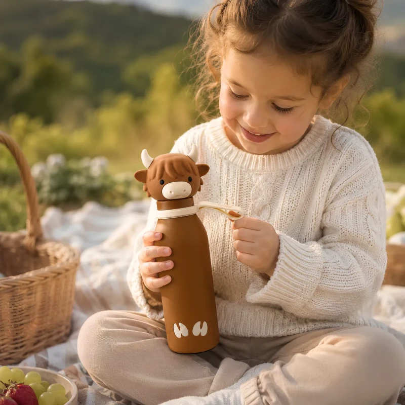 Bottlies by ZAZU Fun Παιδικό Μπουκάλι Θερμός Αγελαδάκι Highland 400ml από Ανοξείδωτο Ατσάλι 304