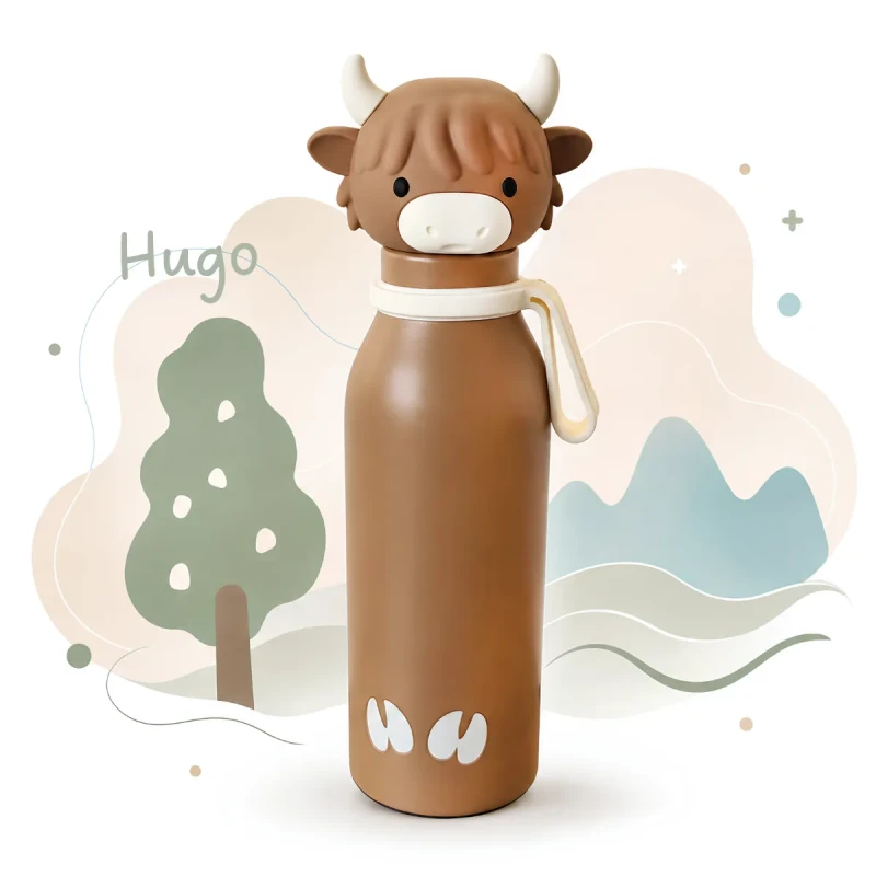 Bottlies by ZAZU Fun Παιδικό Μπουκάλι Θερμός Αγελαδάκι Highland 400ml από Ανοξείδωτο Ατσάλι 304