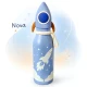 Bottlies by ZAZU Fun Παιδικό Μπουκάλι Θερμός Πύραυλος 400ml από Ανοξείδωτο Ατσάλι 304