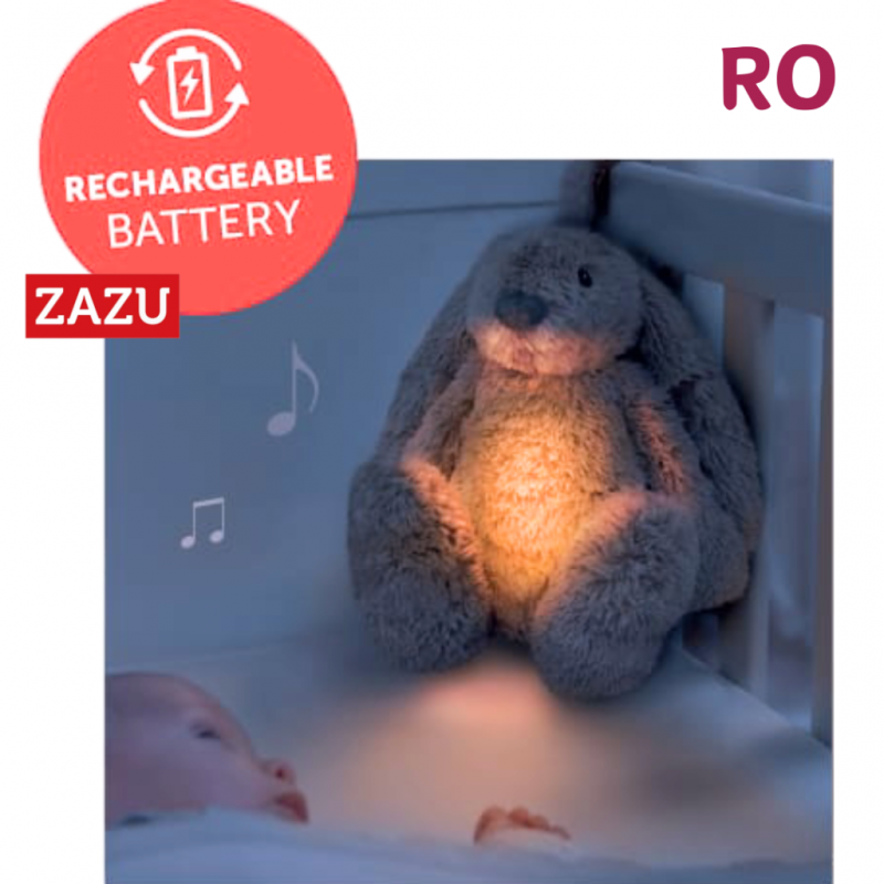 Ro Rabbit Επαναφορτιζόμενο Λαγουδάκι βοήθημα ύπνου με αισθητήρα κλάματος και φως ZAZU