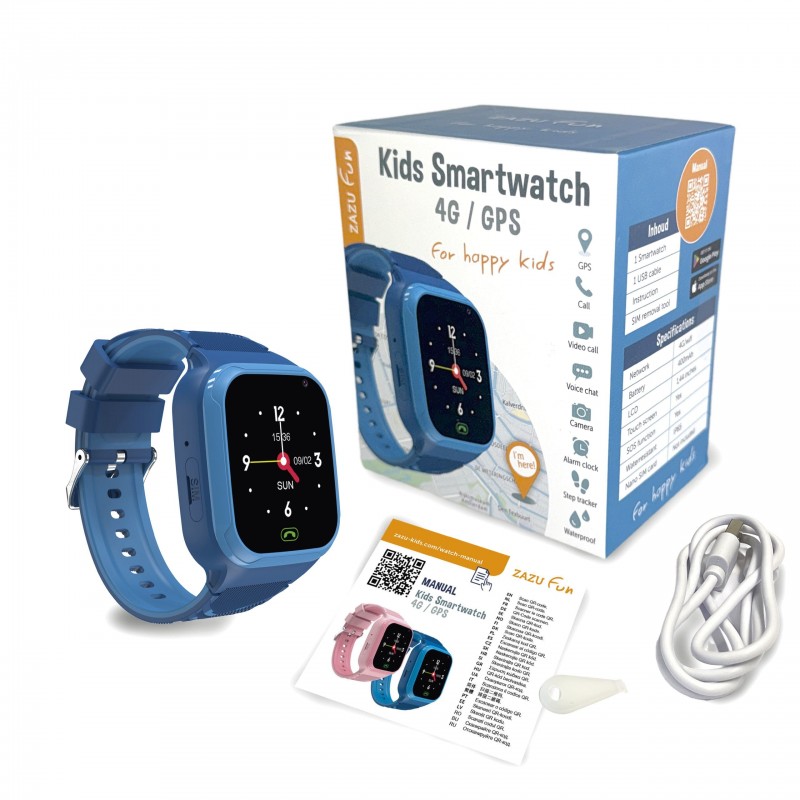 ZAZU Fun Smart Watch 4G/GPS Εντοπισμού Παιδιού & Βιντεοκλήση Μπλέ