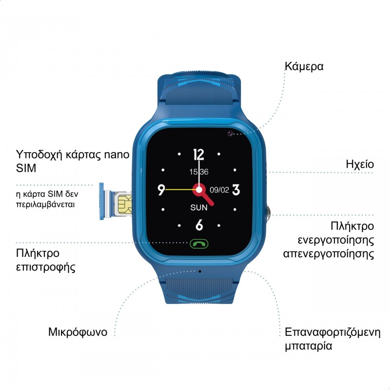 ZAZU Fun Smart Watch 4G/GPS Εντοπισμού Παιδιού & Βιντεοκλήση Μπλέ