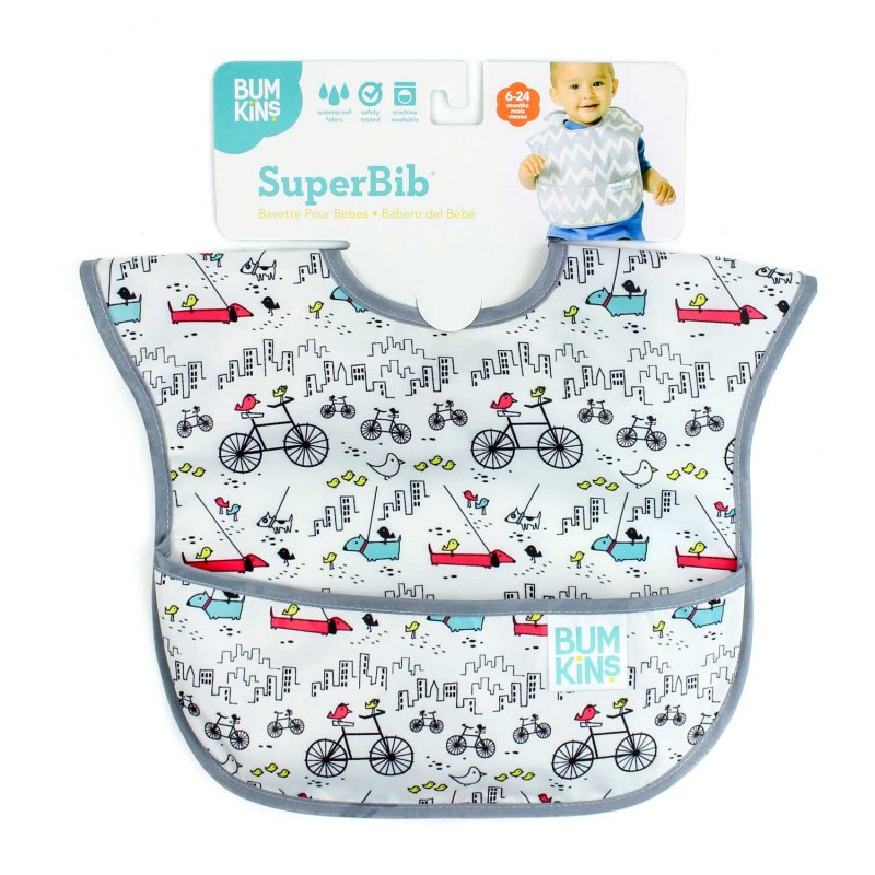 Bumkins SuperBib Αδιάβροχη Σαλιάρα Με Τσεπάκι Για 6-24 Μηνών Urban Bird