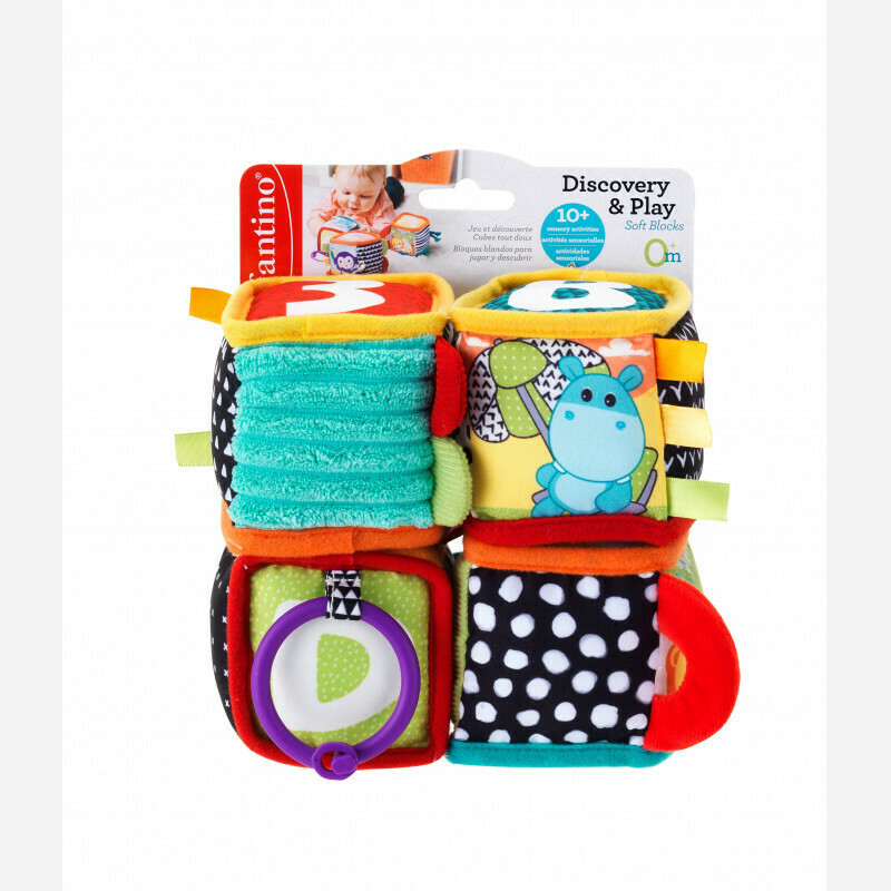 Infantino Discover & Play Soft Blocks Μαλακοί Κύβοι Δραστηριοτήτων 4τμχ