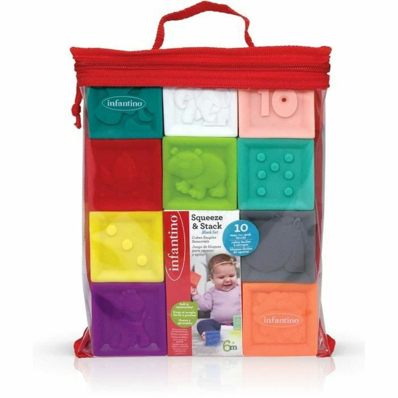 Infantino Squeeze & Stack Block Set Μαλακοί Κύβοι 10τμχ