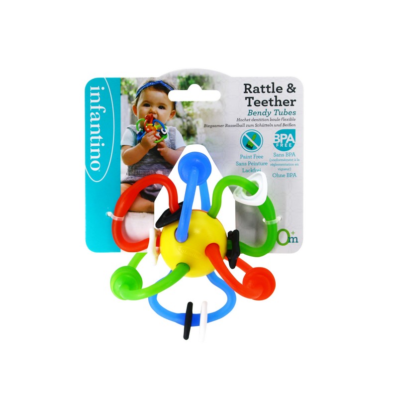 Infantino Rattle & Teether Bendy Tubes Κουδουνίστρα & Μασητικό