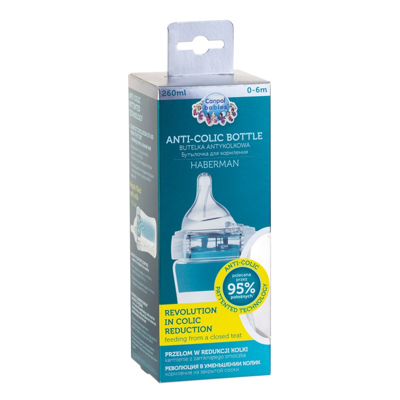 Canpol Babies Πλαστικό Μπιμπερό κατά των Κολικών Haberman Bear Blue 260ml 