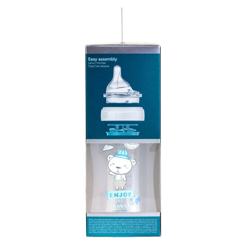 Canpol Babies Πλαστικό Μπιμπερό κατά των Κολικών Haberman Bear Blue 260ml 