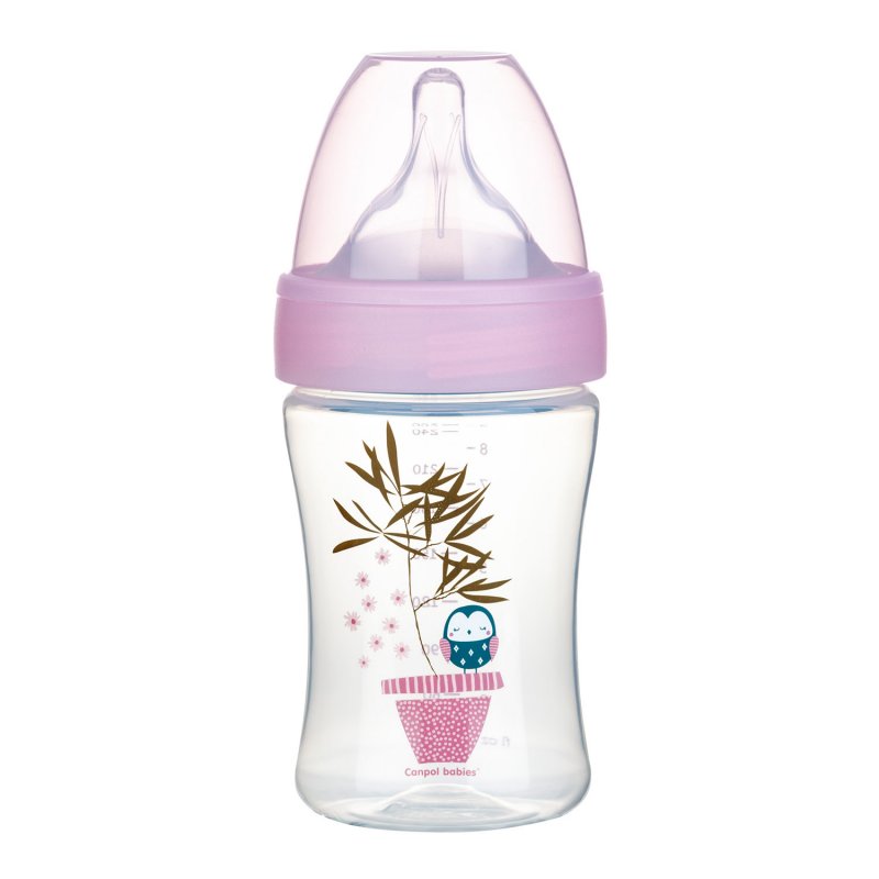 Canpol Babies Πλαστικό Μπιμπερό κατά των Κολικών Haberman Owl Pink 260ml